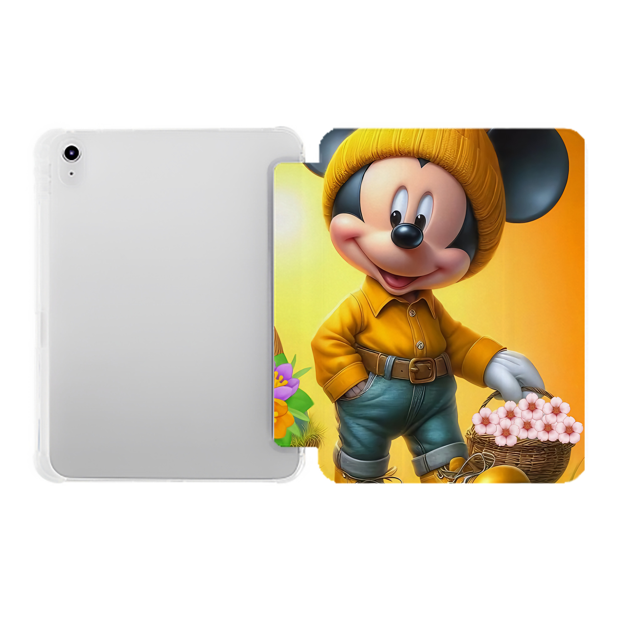 （画像用） ミッキーマウス Mickey Mouse IPad ケース ペン収納付き 三つ折りスタンド PUレザー×シリコン 対応機種9.5/10.5/10.9インチ